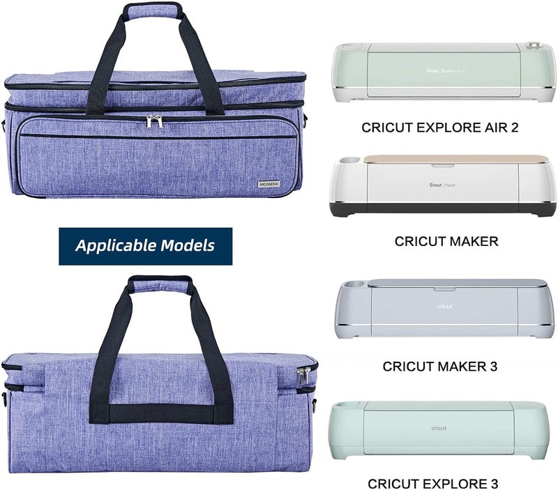NICOGENA Double Layer Carrying Case with Mat Pocket for Cricut Maker 4, Explore 4, Multi Large Front Compartments for Tools, Accessories and Supplies, Purple - Image 5